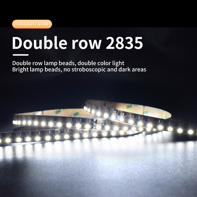 Fita LED brilhante 5050 de baixa voltagem 12/24V Luz tricolor de fileira dupla